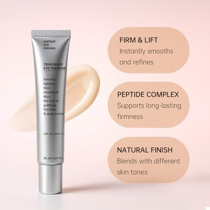 Glopink Instant Eye Tightening Cream with Brush - Firming & Lifting for Under Eye Bags, Rapid Fine Lines, Puffiness, Dark Circles, Anti Aging Refreshing Formula for All Skin Types, 0.67oz