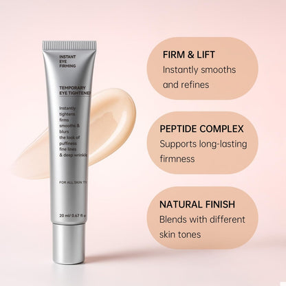 Glopink Instant Eye Tightening Cream with Brush - Firming & Lifting for Under Eye Bags, Rapid Fine Lines, Puffiness, Dark Circles, Anti Aging Refreshing Formula for All Skin Types, 0.67oz