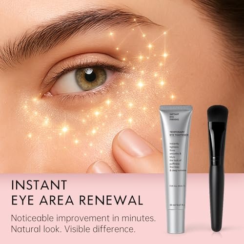 Glopink Instant Eye Tightening Cream with Brush - Firming & Lifting for Under Eye Bags, Rapid Fine Lines, Puffiness, Dark Circles, Anti Aging Refreshing Formula for All Skin Types, 0.67oz - görsel 4