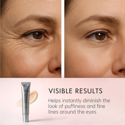 Glopink Instant Eye Tightening Cream with Brush - Firming & Lifting for Under Eye Bags, Rapid Fine Lines, Puffiness, Dark Circles, Anti Aging Refreshing Formula for All Skin Types, 0.67oz