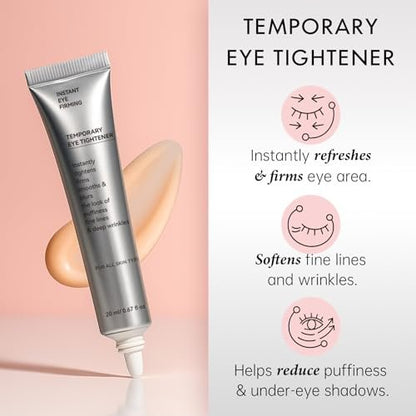 Glopink Instant Eye Tightening Cream with Brush - Firming & Lifting for Under Eye Bags, Rapid Fine Lines, Puffiness, Dark Circles, Anti Aging Refreshing Formula for All Skin Types, 0.67oz