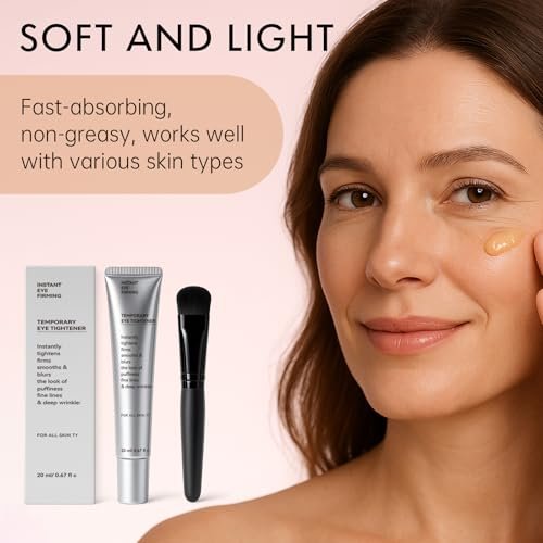 Glopink Instant Eye Tightening Cream with Brush - Firming & Lifting for Under Eye Bags, Rapid Fine Lines, Puffiness, Dark Circles, Anti Aging Refreshing Formula for All Skin Types, 0.67oz - görsel 14