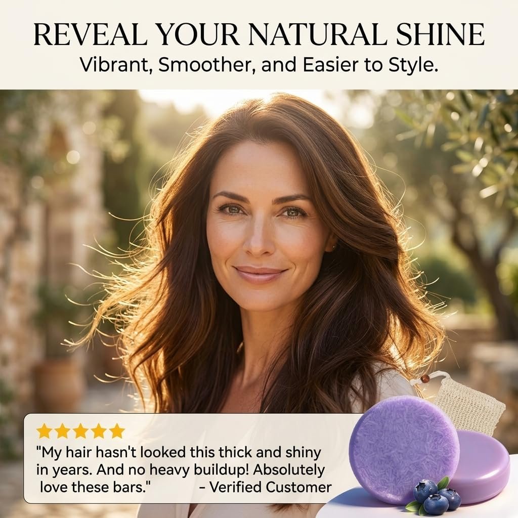 Blue Berry Fields Shampoo & Conditioner Bundle Bars – For Hair Thinning & Frizz Control (1 Set) Avelisse