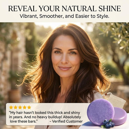 Blue Berry Fields Shampoo & Conditioner Bundle Bars – For Hair Thinning & Frizz Control (1 Set) Avelisse
