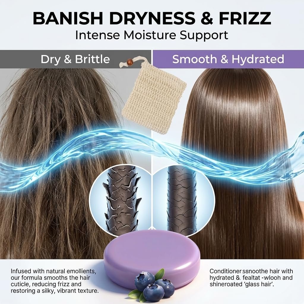 Blue Berry Fields Shampoo & Conditioner Bundle Bars – For Hair Thinning & Frizz Control (1 Set) Avelisse