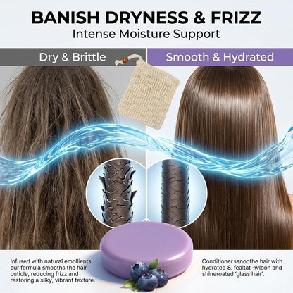 Blue Berry Fields Shampoo & Conditioner Bundle Bars – For Hair Thinning & Frizz Control (1 Set) Avelisse