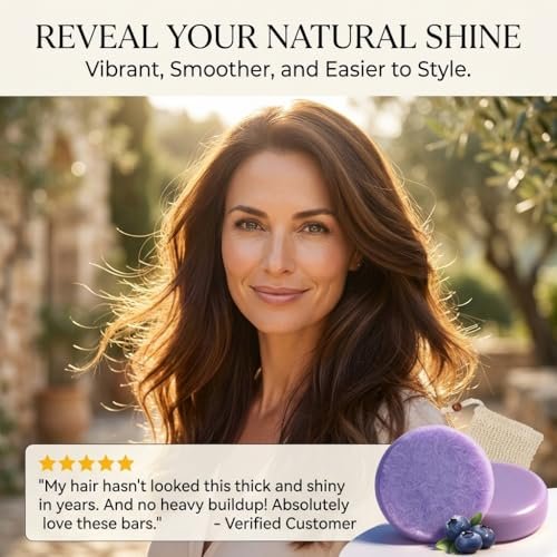 Blue Berry Fields Shampoo & Conditioner Bundle Bars – For Hair Thinning & Frizz Control (1 Set) Avelisse