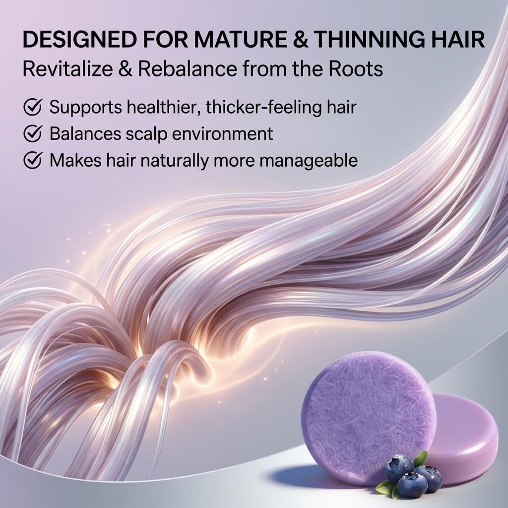 Blue Berry Fields Shampoo & Conditioner Bundle Bars – For Hair Thinning & Frizz Control (1 Set) Avelisse