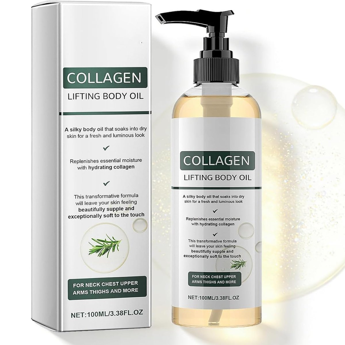 Collagen Lifting Body Oil - Advanced Hydrating Anti-Aging Moisturizer for Crepe Skin & Wrinkles, 3.38 Fl Oz Avelisse