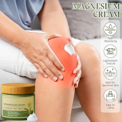 LEWELLRY Magnesium Cream with MSM & Arnica – 2-Pack, Fast Absorbing, Non-Greasy Hand & Knee Moisturizer (1.76 oz Each) Avelisse