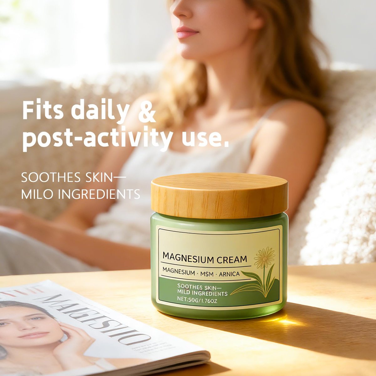 LELLURE Total Relief Sun Soothing Magnesium Cream - Fast-Absorbing MSM & Arnica Cream for Daily Comfort - 4 fl oz - görsel 12