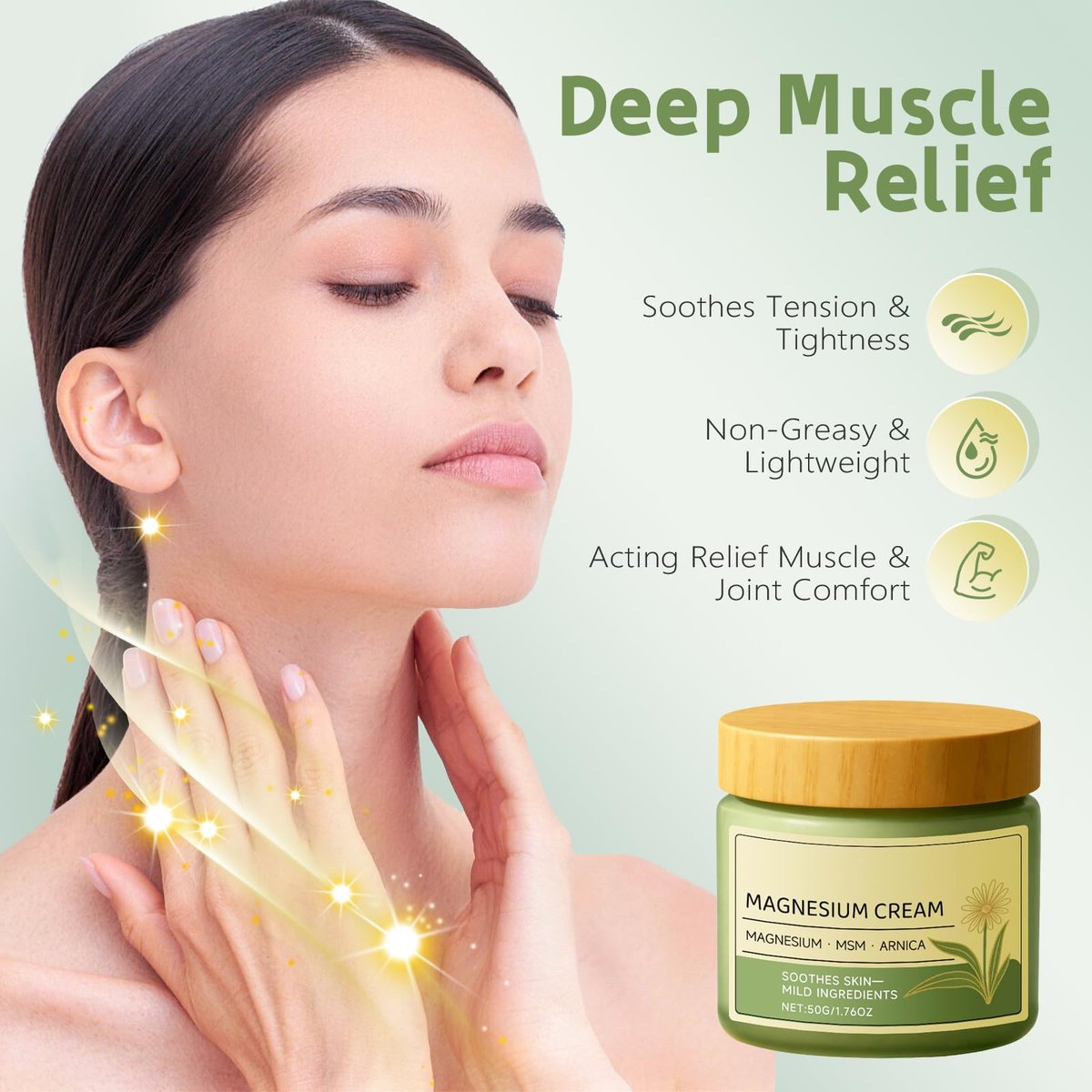 LELLURE Total Relief Sun Soothing Magnesium Cream - Fast-Absorbing MSM & Arnica Cream for Daily Comfort - 4 fl oz - görsel 2