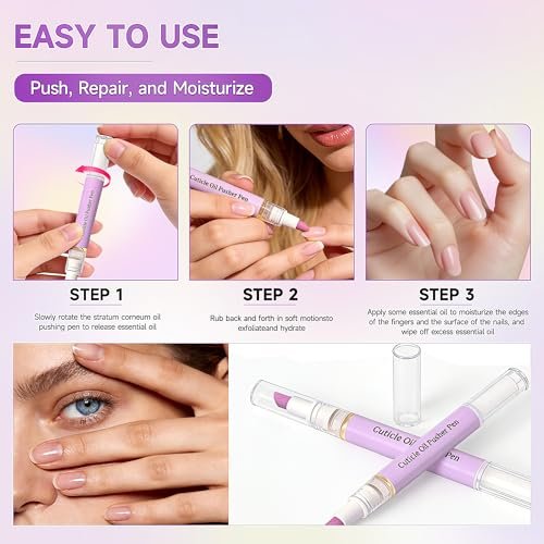 2-in-1 Cuticle Oil Pusher Pen - 2026 New Ceramic Cuticle Pen, No Leak Travel Size, Moisturizing & Brightening Keratin Removal Tool for Dry Damaged Nails (2 Pack, Purple) - görsel 8