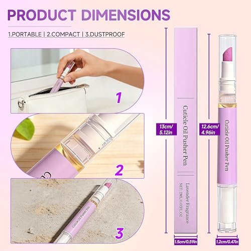 2-in-1 Cuticle Oil Pusher Pen - 2026 New Ceramic Cuticle Pen, No Leak Travel Size, Moisturizing & Brightening Keratin Removal Tool for Dry Damaged Nails (2 Pack, Purple) - görsel 12