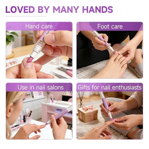 2-in-1 Cuticle Oil Pusher Pen - 2026 New Ceramic Cuticle Pen, No Leak Travel Size, Moisturizing & Brightening Keratin Removal Tool for Dry Damaged Nails (2 Pack, Purple) - görsel 10
