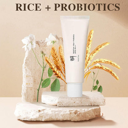 Organic Korean Sunscreen SPF50+ PA++++ with Rice & Probiotics – Nourishing Face Sun Protection for All Skin Types Avelisse