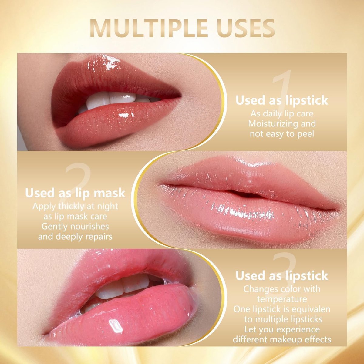 YCNASSS Color Changing Lipstick for Older Women, pH Adjusting Clear Lip Gloss, Transfer-Proof, Long-Lasting Hydration, 8+ Hours, 2 Pieces Avelisse