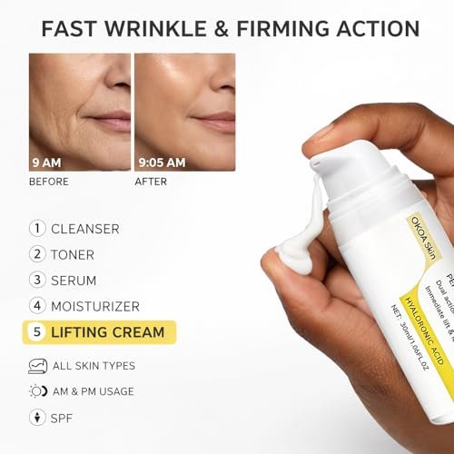 OKOA Skin Instant Lifting Cream – Dual Action with Peptides & Hyaluronic Acid for All Skin Types Avelisse
