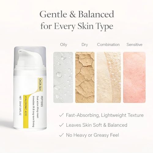 OKOA Skin Instant Lifting Cream – Dual Action with Peptides & Hyaluronic Acid for All Skin Types Avelisse