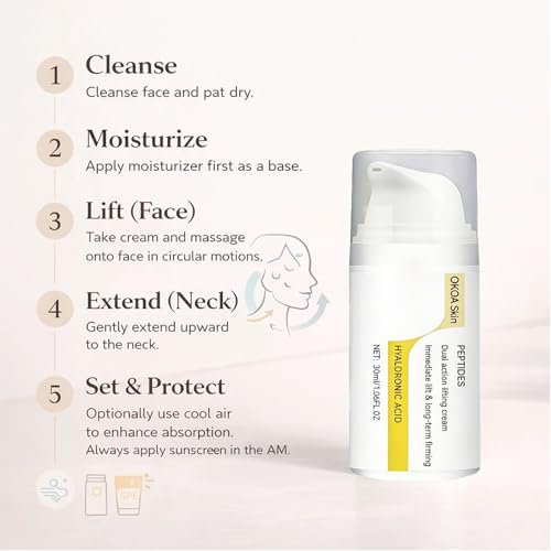 OKOA Skin Instant Lifting Cream – Dual Action with Peptides & Hyaluronic Acid for All Skin Types Avelisse