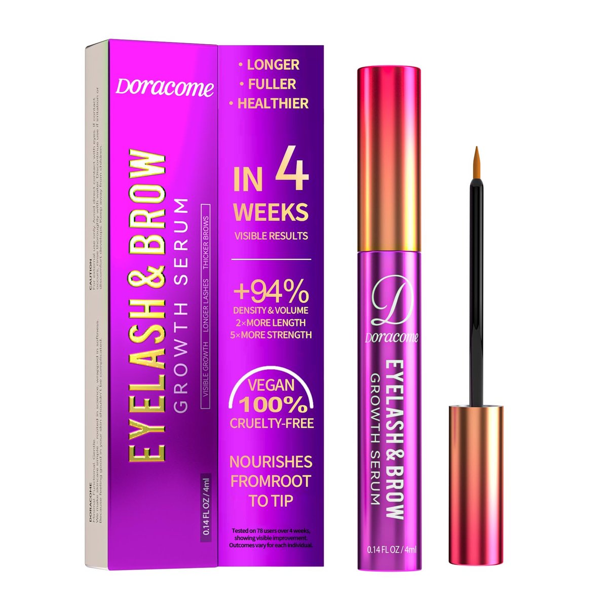 Doracome Eyelash Growth Serum with Peptides & Amino Acids - Lash and Brow Serum for Natural Lengthening & Strengthening, Resilience Support, Safe for Sensitive Skin, Lash Extension Aftercare - 3ml Avelisse