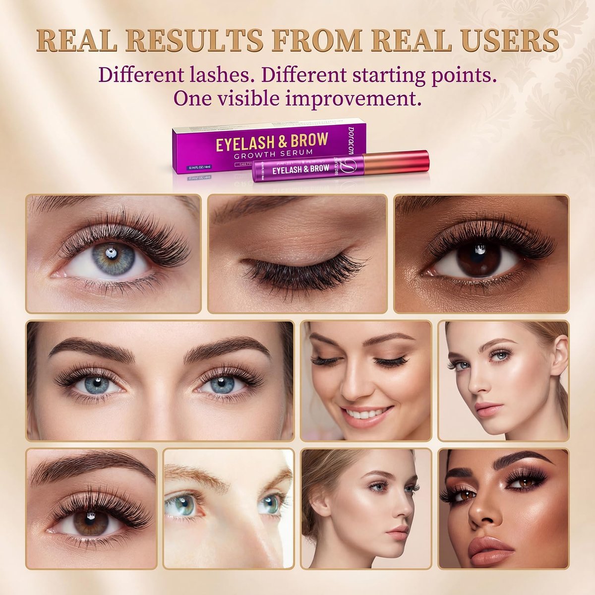 Doracome Eyelash Growth Serum with Peptides & Amino Acids - Lash and Brow Serum for Natural Lengthening & Strengthening, Resilience Support, Safe for Sensitive Skin, Lash Extension Aftercare - 3ml Avelisse