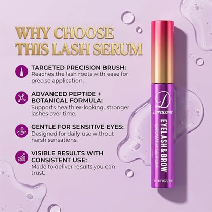 Doracome Eyelash Growth Serum with Peptides & Amino Acids - Lash and Brow Serum for Natural Lengthening & Strengthening, Resilience Support, Safe for Sensitive Skin, Lash Extension Aftercare - 3ml Avelisse