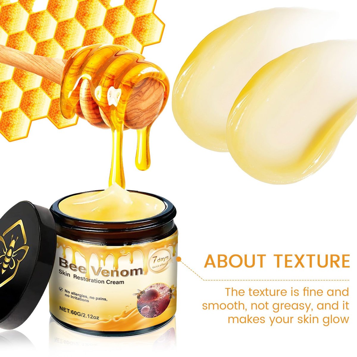 2 Pcs Bee Venom Skin Cream - Face Wrinkle Removal Firming Anti-Aging Moisturizer (2.12 Fl Oz Each) Avelisse