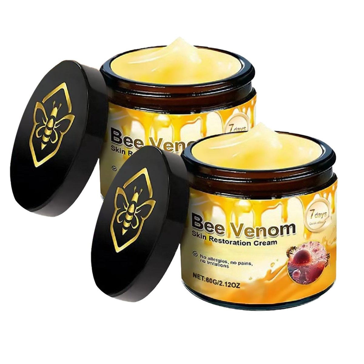 2 Pcs Bee Venom Skin Cream - Face Wrinkle Removal Firming Anti-Aging Moisturizer (2.12 Fl Oz Each) Avelisse