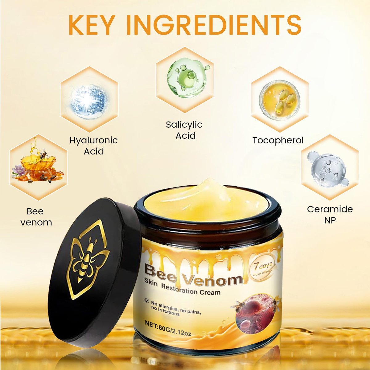 2 Pcs Bee Venom Skin Cream - Face Wrinkle Removal Firming Anti-Aging Moisturizer (2.12 Fl Oz Each) Avelisse