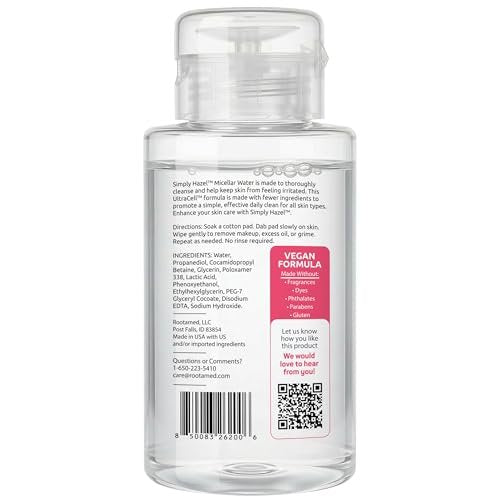 Simply Hazel Micellar Water – Naturally Gentle Makeup Remover & Face Cleanser, 10 Fl Oz - görsel 12