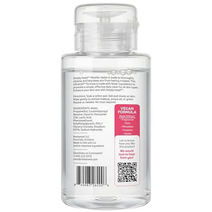 Simply Hazel Micellar Water – Naturally Gentle Makeup Remover & Face Cleanser, 10 Fl Oz
