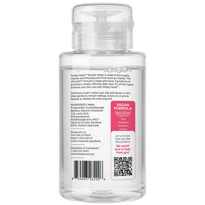 Simply Hazel Micellar Water – Naturally Gentle Makeup Remover & Face Cleanser, 10 Fl Oz