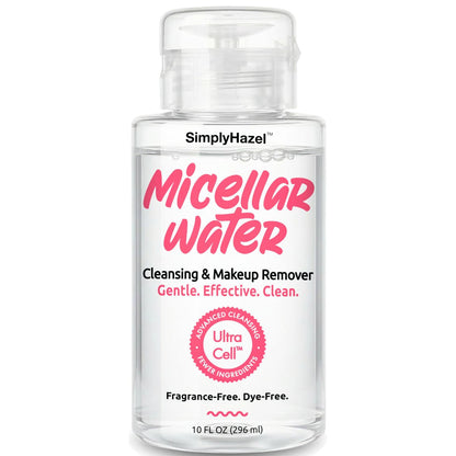 Simply Hazel Micellar Water – Naturally Gentle Makeup Remover & Face Cleanser, 10 Fl Oz