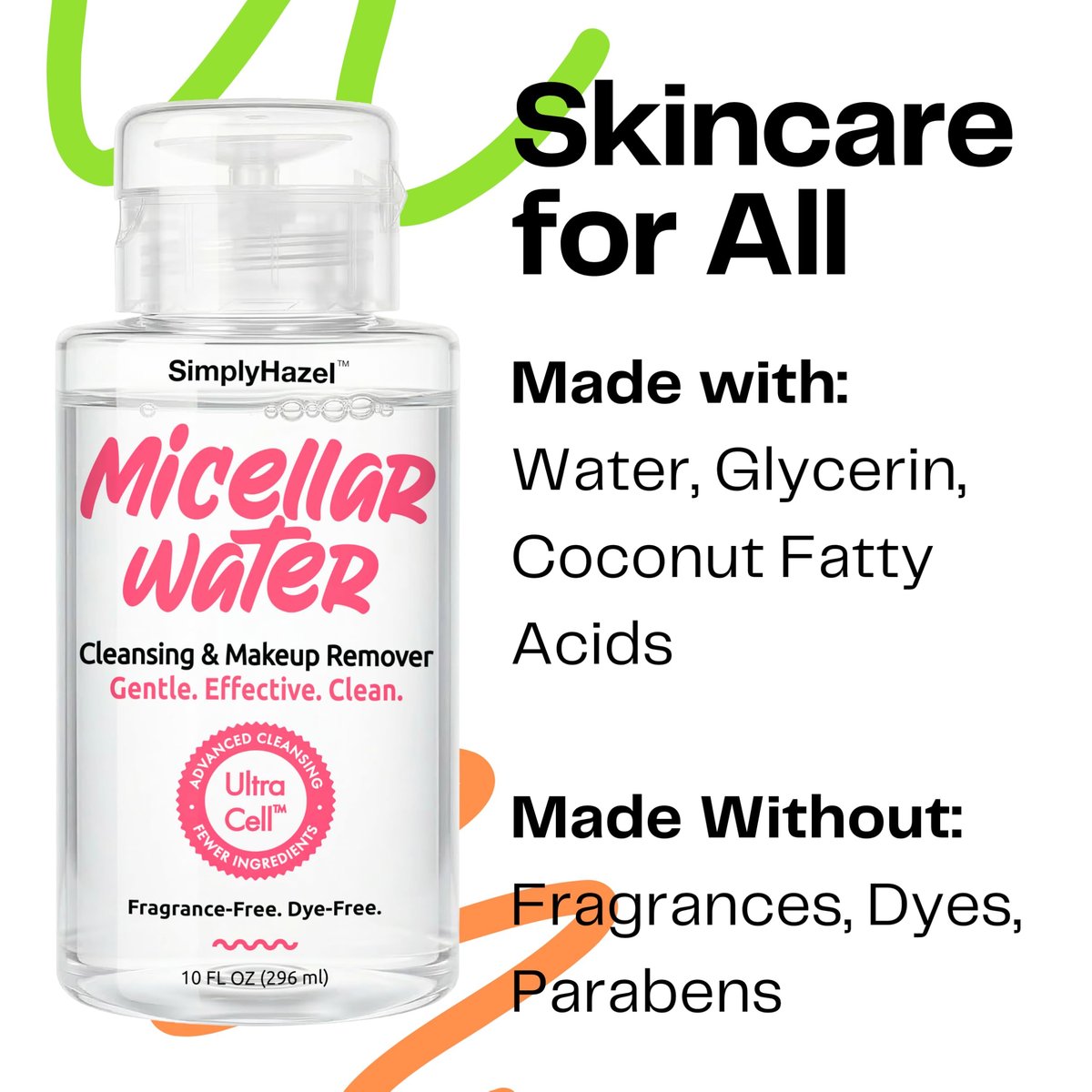 Simply Hazel Micellar Water – Naturally Gentle Makeup Remover & Face Cleanser, 10 Fl Oz - görsel 3