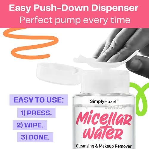 Simply Hazel Micellar Water – Naturally Gentle Makeup Remover & Face Cleanser, 10 Fl Oz - görsel 8