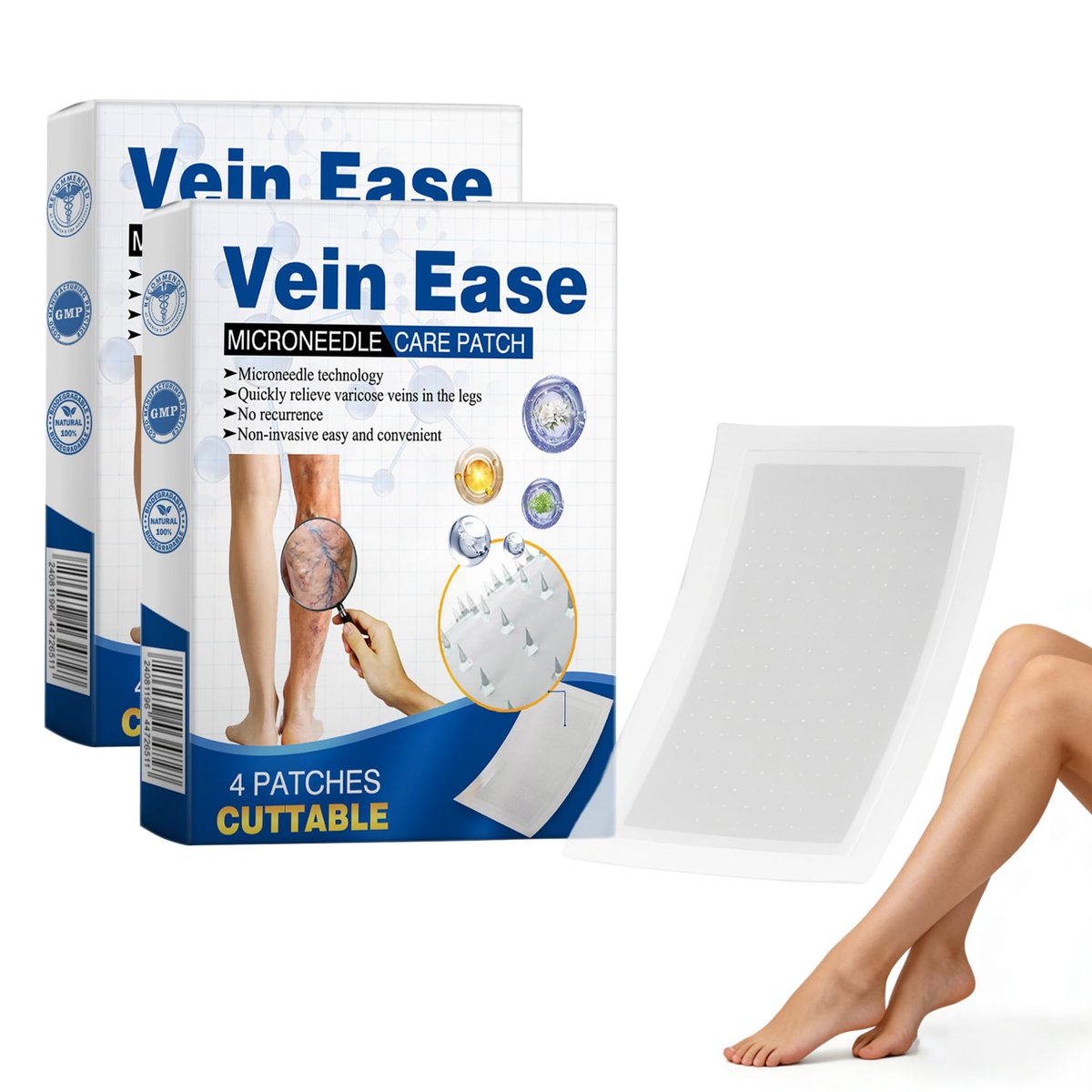 Vein Ease Microdarts Care Patch - 2 Boxes Professional Varicose Veins Treatment for Legs, Natural Ingredients, Improves Blood Circulation, Suitable for All Skin Types Avelisse