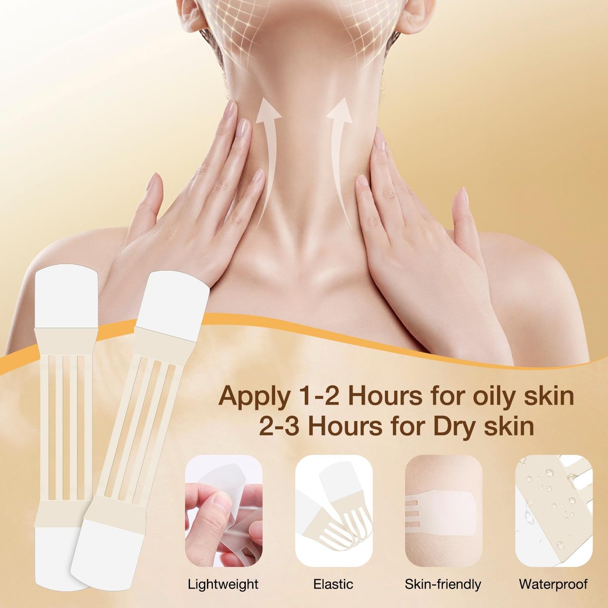 Face Neck Lifting Tape Reusable Neck Lift Strips - 48 Pack Transparent Neck Bands for Anti-Aging, Smoother & Firmer Neck Skin Avelisse