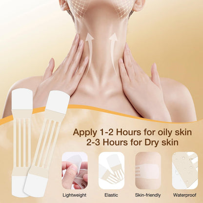 Face Neck Lifting Tape Reusable Neck Lift Strips - 48 Pack Transparent Neck Bands for Anti-Aging, Smoother & Firmer Neck Skin Avelisse