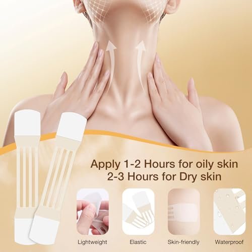 Face Neck Lifting Tape Reusable Neck Lift Strips - 48 Pack Transparent Neck Bands for Anti-Aging, Smoother & Firmer Neck Skin Avelisse