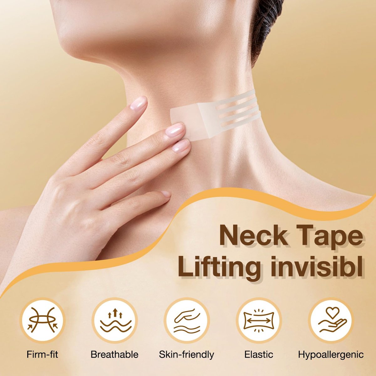 Face Neck Lifting Tape Reusable Neck Lift Strips - 48 Pack Transparent Neck Bands for Anti-Aging, Smoother & Firmer Neck Skin Avelisse
