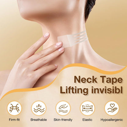 Face Neck Lifting Tape Reusable Neck Lift Strips - 48 Pack Transparent Neck Bands for Anti-Aging, Smoother & Firmer Neck Skin Avelisse