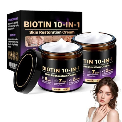 2pcs Biotin 10-in-1 Skin Restoration Cream - 2026 Professional Formula for Smooth, Deeply Moisturized Skin with Natural Collagen Lifting Serum for All Skin Types Avelisse