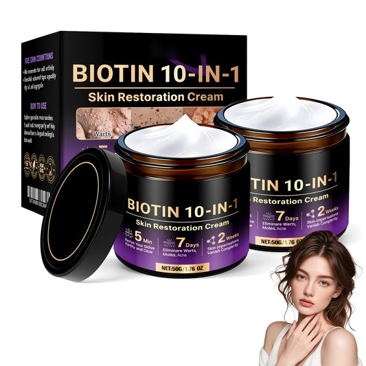 2pcs Biotin 10-in-1 Skin Restoration Cream - 2026 Professional Formula for Smooth, Deeply Moisturized Skin with Natural Collagen Lifting Serum for All Skin Types Avelisse