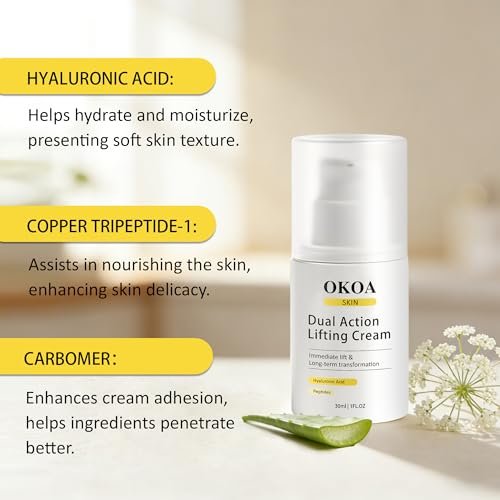 Noni Energy OKOA SKIN Dual Action Lifting Cream - Instant Firming with Peptides & Hyaluronic Acid, Hydrating Moisturizer, All Skin Types, 1.05oz Avelisse