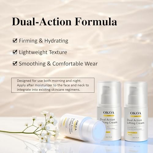 Noni Energy OKOA SKIN Dual Action Lifting Cream - Instant Firming with Peptides & Hyaluronic Acid, Hydrating Moisturizer, All Skin Types, 1.05oz Avelisse