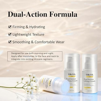Noni Energy OKOA SKIN Dual Action Lifting Cream - Instant Firming with Peptides & Hyaluronic Acid, Hydrating Moisturizer, All Skin Types, 1.05oz Avelisse