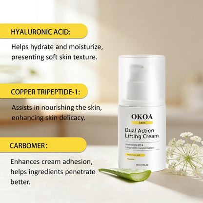 Noni Energy OKOA SKIN Dual Action Lifting Cream - Instant Firming with Peptides & Hyaluronic Acid, Hydrating Moisturizer, All Skin Types, 1.05oz Avelisse