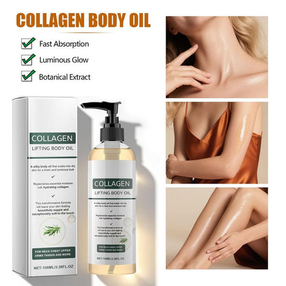 Hydrating Collagen Oil for Body & After Shower | Visible Anti-Aging Moisturizer for Women & Men, Lightweight Non-Greasy, Helps Soften Crepey Skin, 3.38 Fl Oz Avelisse
