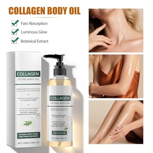 Hydrating Collagen Oil for Body & After Shower | Visible Anti-Aging Moisturizer for Women & Men, Lightweight Non-Greasy, Helps Soften Crepey Skin, 3.38 Fl Oz Avelisse